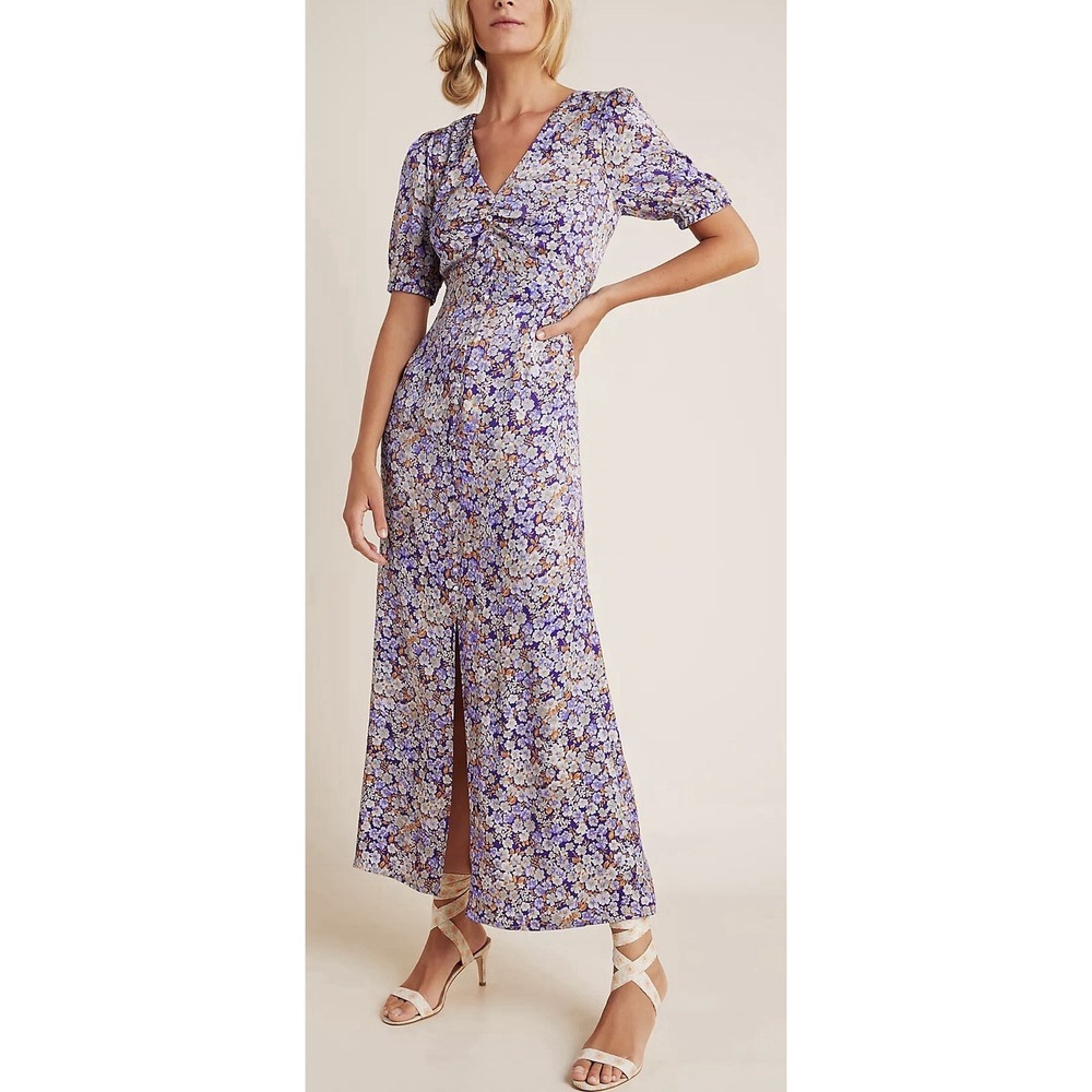 NWT Anthropologie Patrizia Floral Maxi Dress Sz 6P Purple Cottagecore Whimsigoth